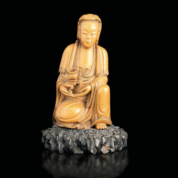 Figura di saggio scolpita in pietra saponaria, Cina, Dinastia Qing, XIX secolo