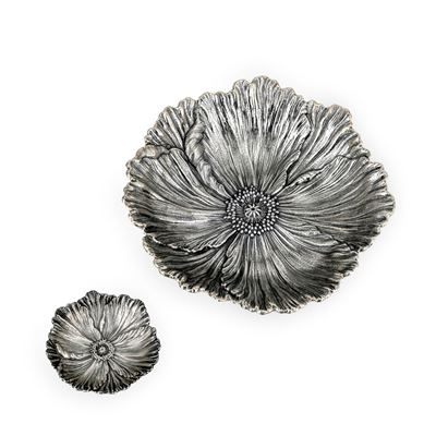 Buccellati, due ciotoline a forma di fiore, argento 925