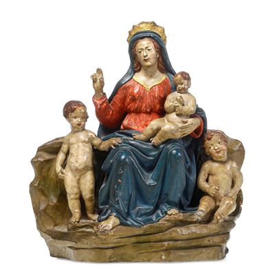Ambito del Maestro dei Bambini Turbolenti (sandro di Lorenzo 1483-1554) Madonna, Gesù Bambino e A...