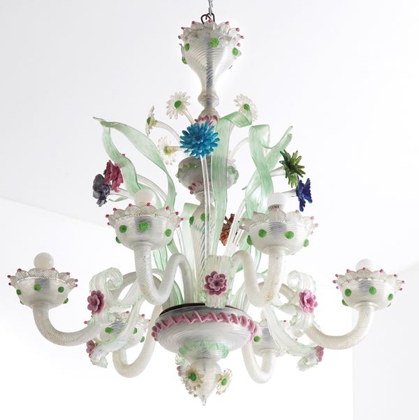 Lampadario in vetro di Murano. XX secolo