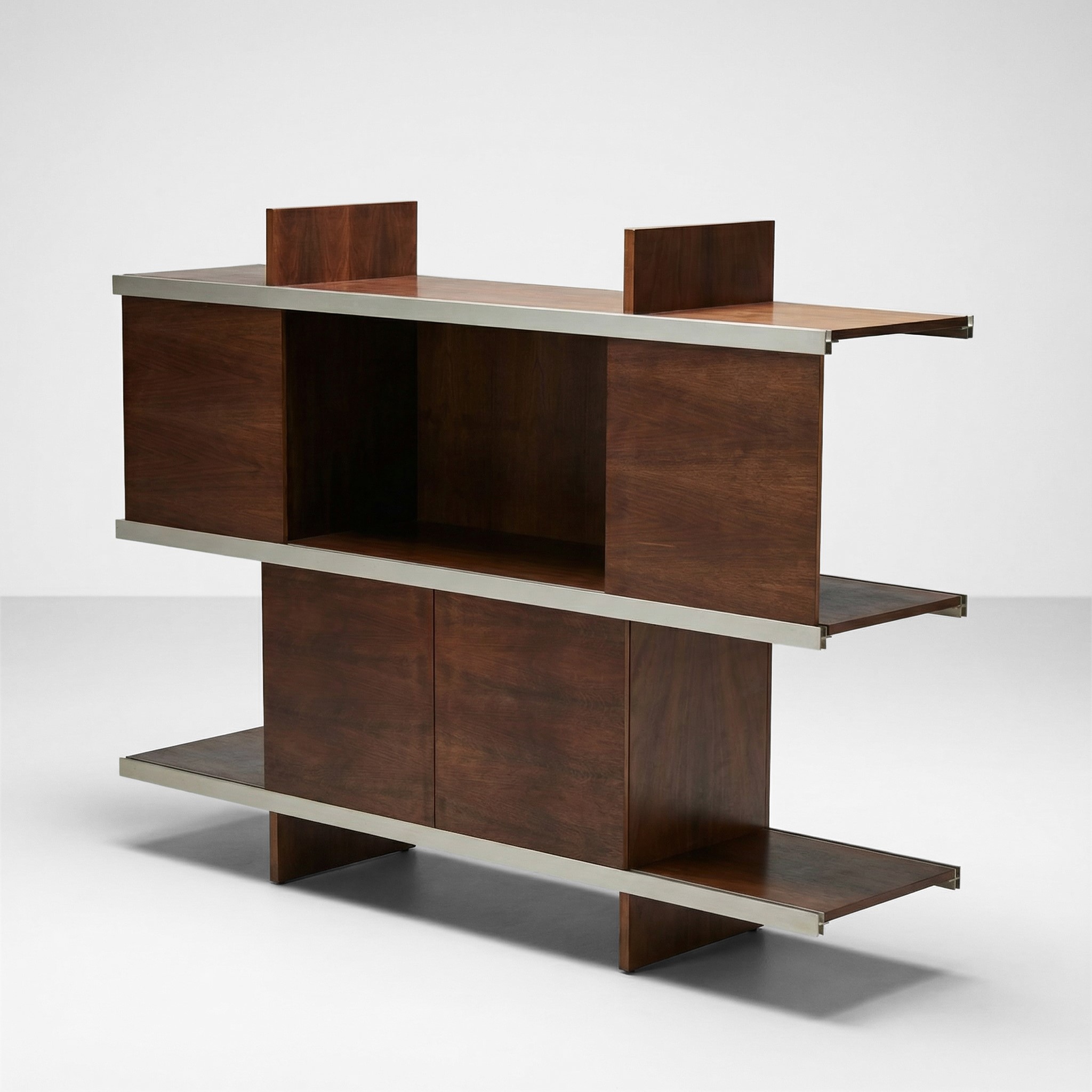 Angelo Mangiarotti - Libreria mod. Multiuse in legno e alluminio anodizzato