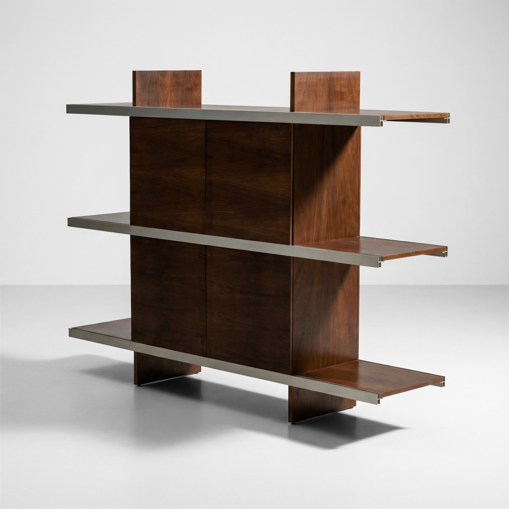 Angelo Mangiarotti - Libreria mod. Multiuse in legno e alluminio anodizzato