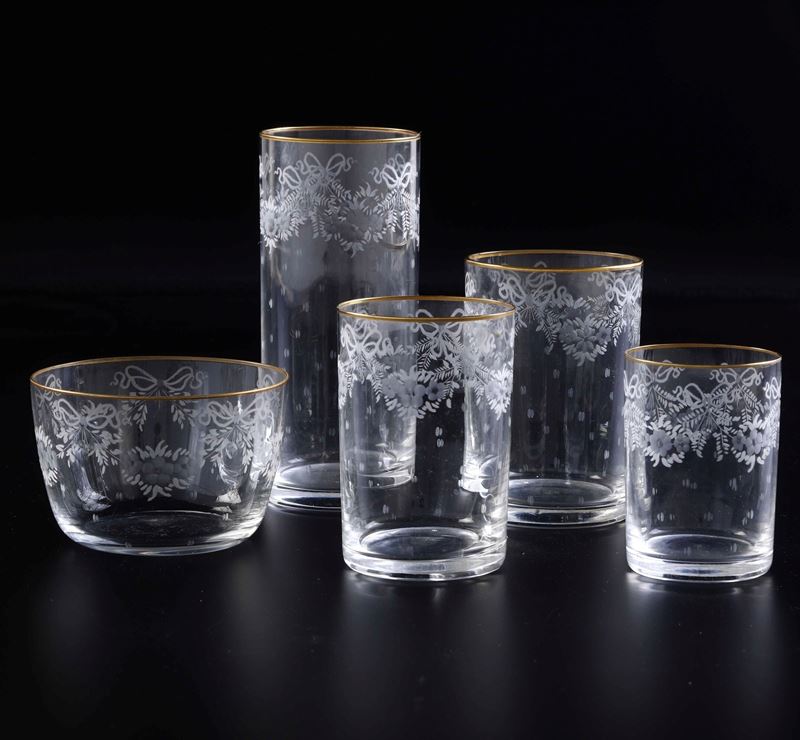 Servizio di bicchieri. Murano, Probabilmente Nason Moretti, XX secolo.  - Asta Arredi per la Tavola - Cambi Casa d'Aste