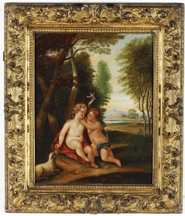 Scuola del XVIII secolo Gesù Bambino e San Giovannino