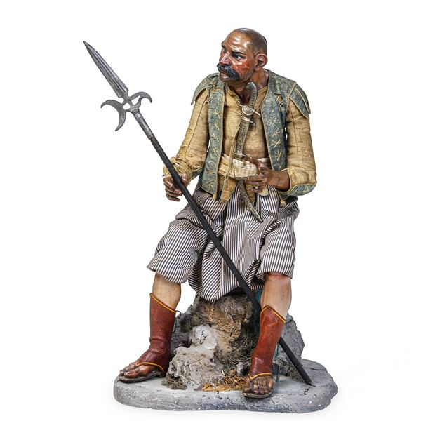Figura di orientale con lancia. Attribuito a G.B. Polidoro, Napoli, seconda metà del XVIII secolo