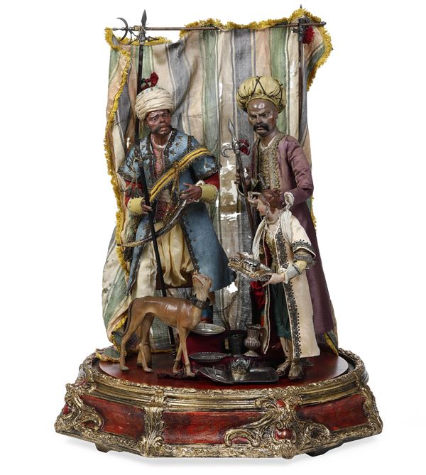Gruppo di figure da presepe. Arte presepiale napoletana del XVIII secolo
