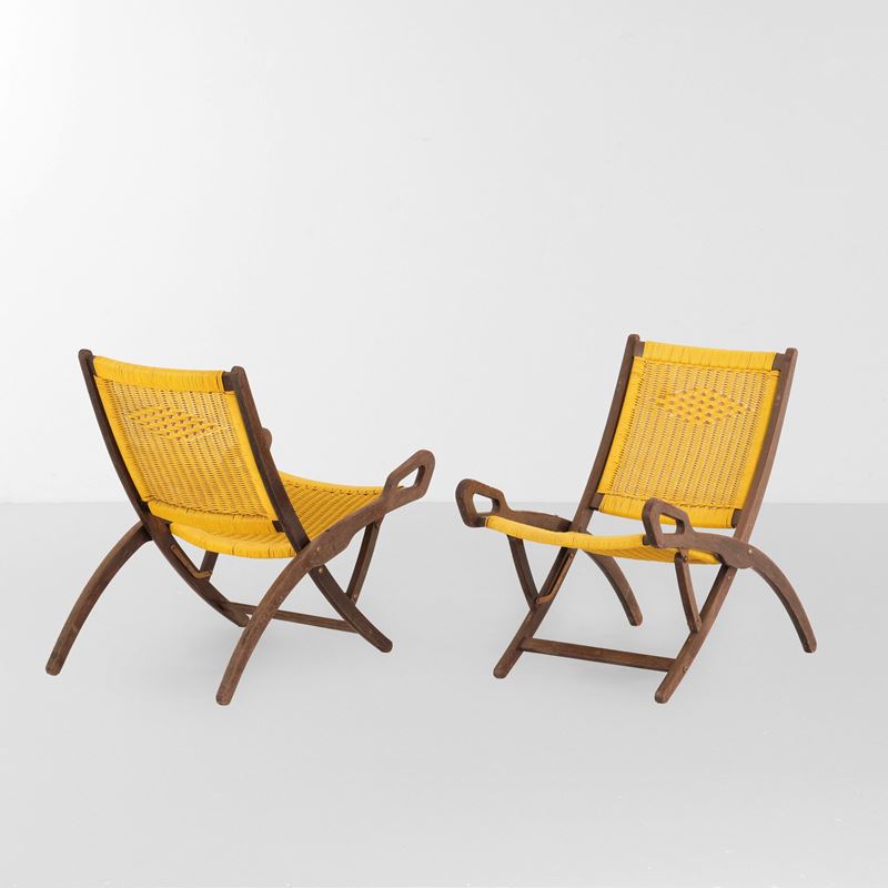 Gio Ponti : Due poltrone pieghevoli mod. Ninfea  - Auction Design - Cambi Casa d'Aste