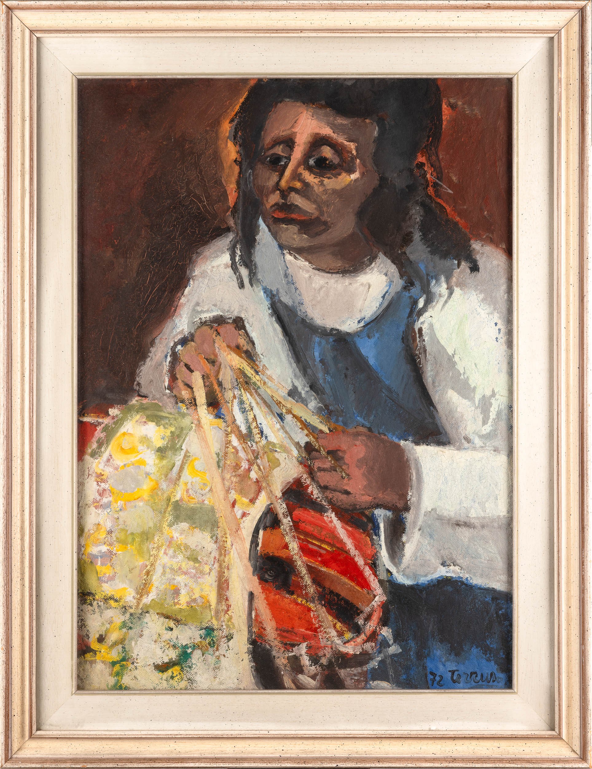 Saverio Terruso - Ricamatrice, olio su masonite (1972)