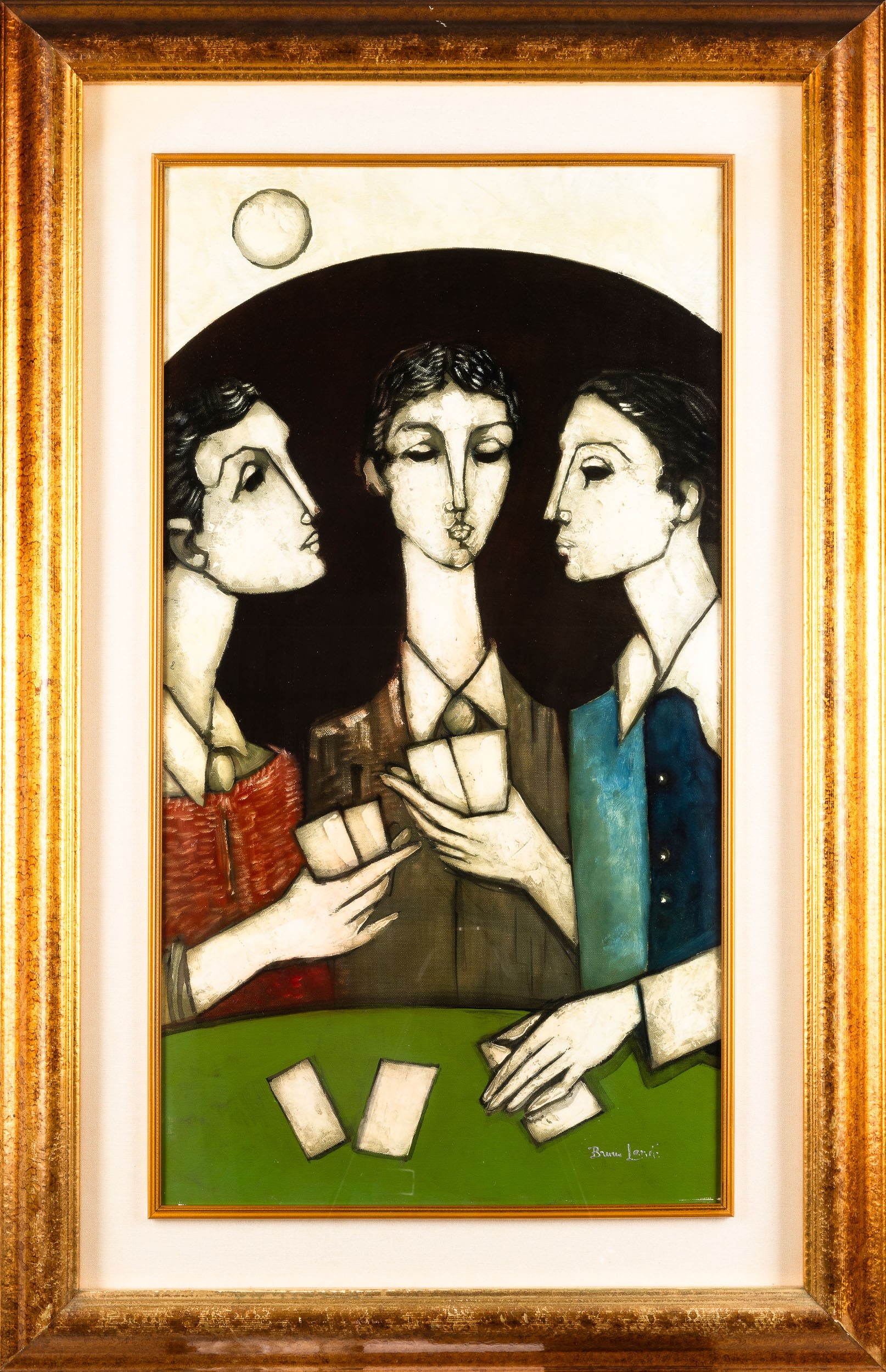 Bruno Landi - I giocatori di carte, olio su tela