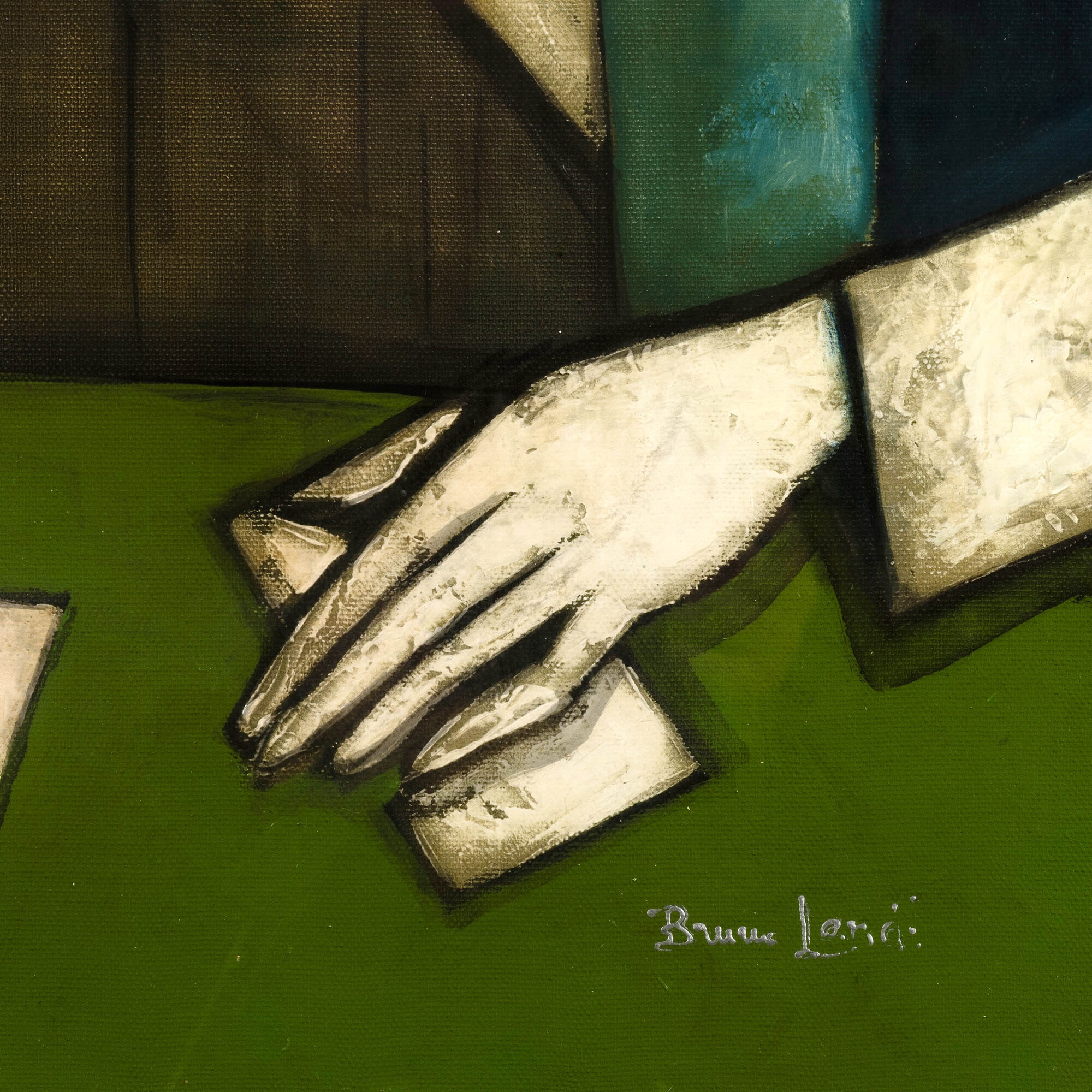 Bruno Landi - I giocatori di carte, olio su tela