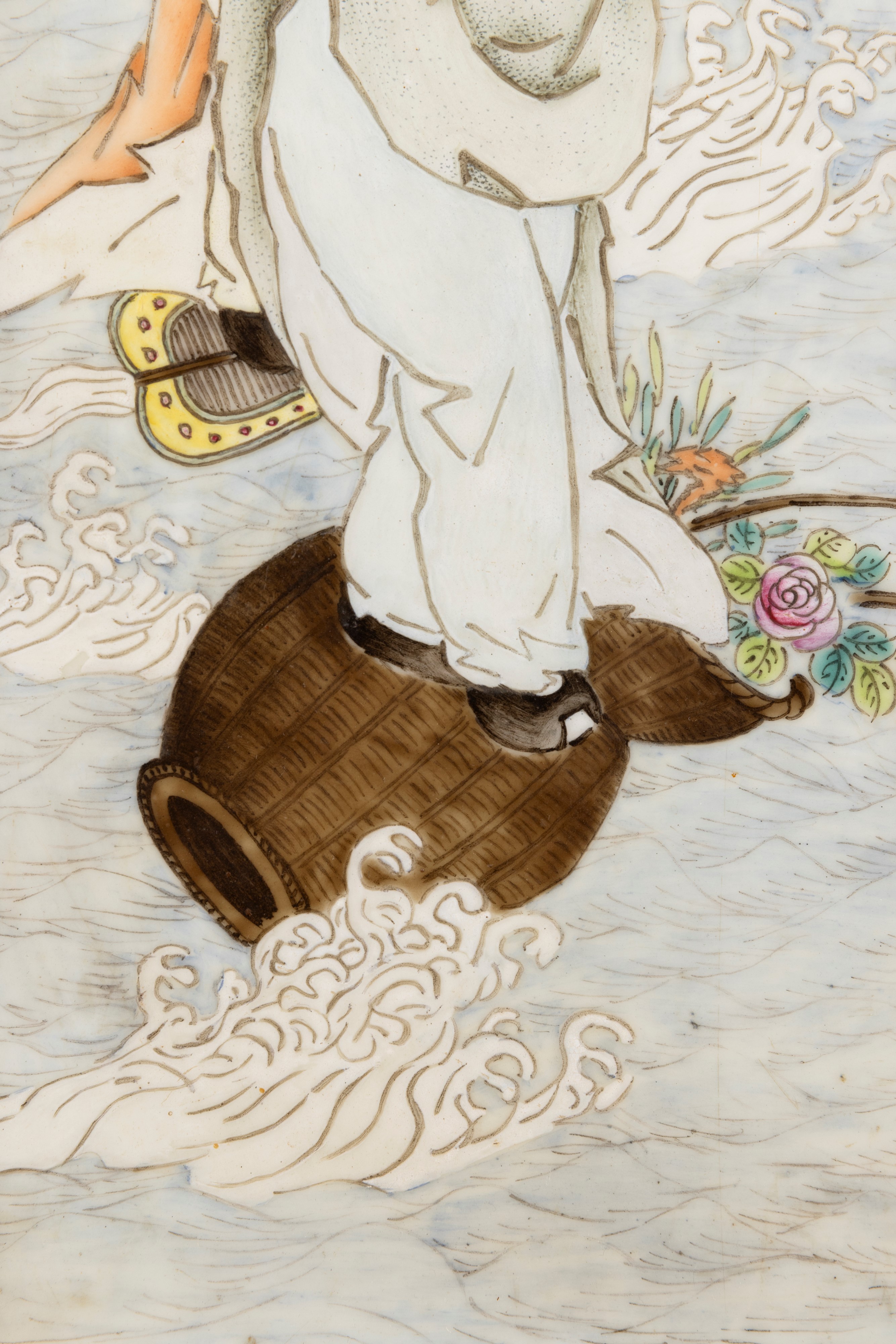 Coppia di Placche in Porcellana con Personaggi dello Stile di Wang Qi e Inscrizioni che Indicano ...