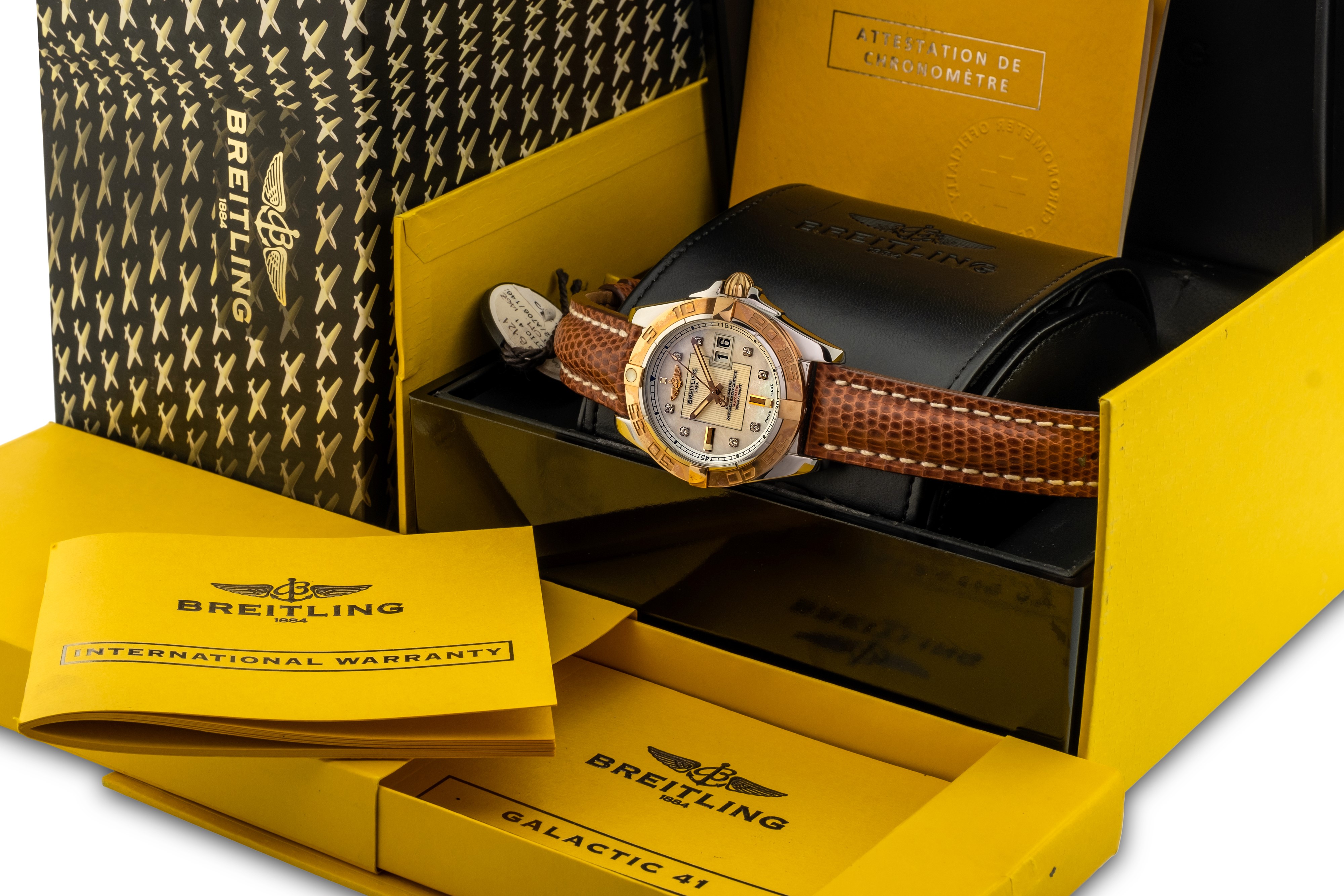 Breitling - Galactic in Acciaio e Oro con Quadrante Madreperla e Diamanti, Scatola e Garanzia, "n...