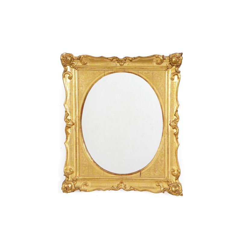 Specchiera dorata in legno e pastiglia. XIX-XX secolo  - Asta Antiquariato - Cambi Casa d'Aste