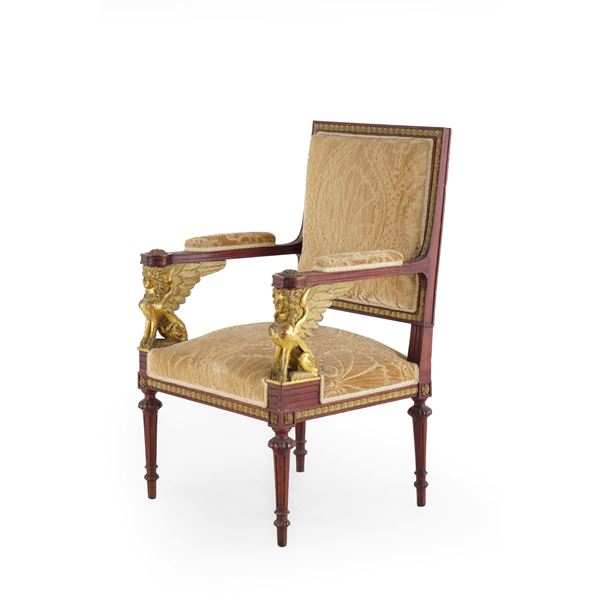 Poltrona Impero in mogano. XIX secolo