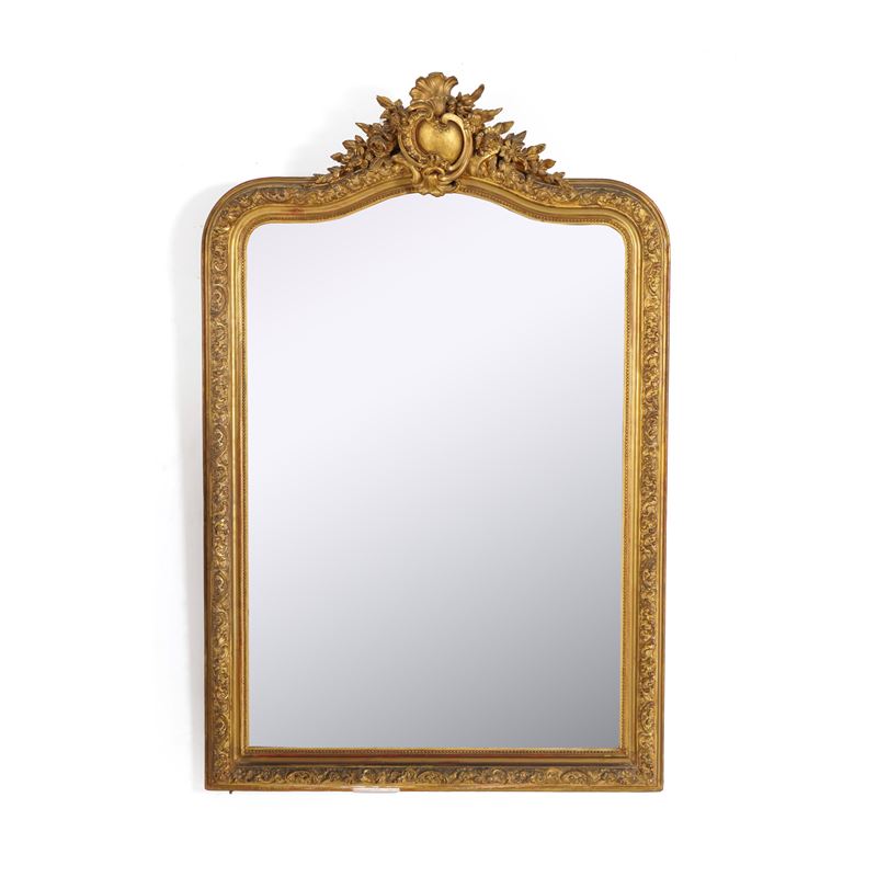 Specchiera in legno e pastiglia dorati. XIX secolo  - Asta Antiquariato - Cambi Casa d'Aste