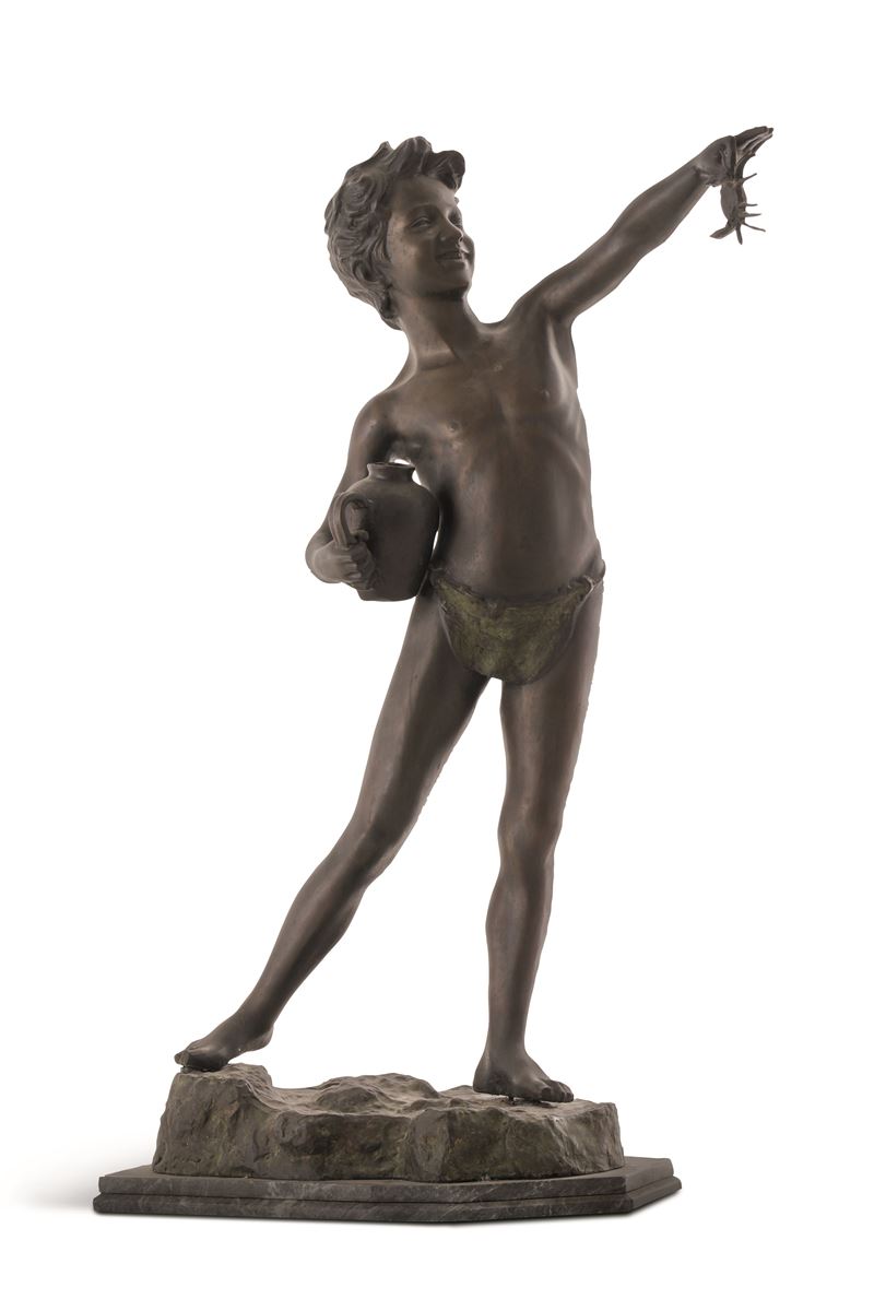 Giovanni De Martino : Pescatorello con granchio  - Auction 19th-20th Century Sculpture - Cambi Casa d'Aste