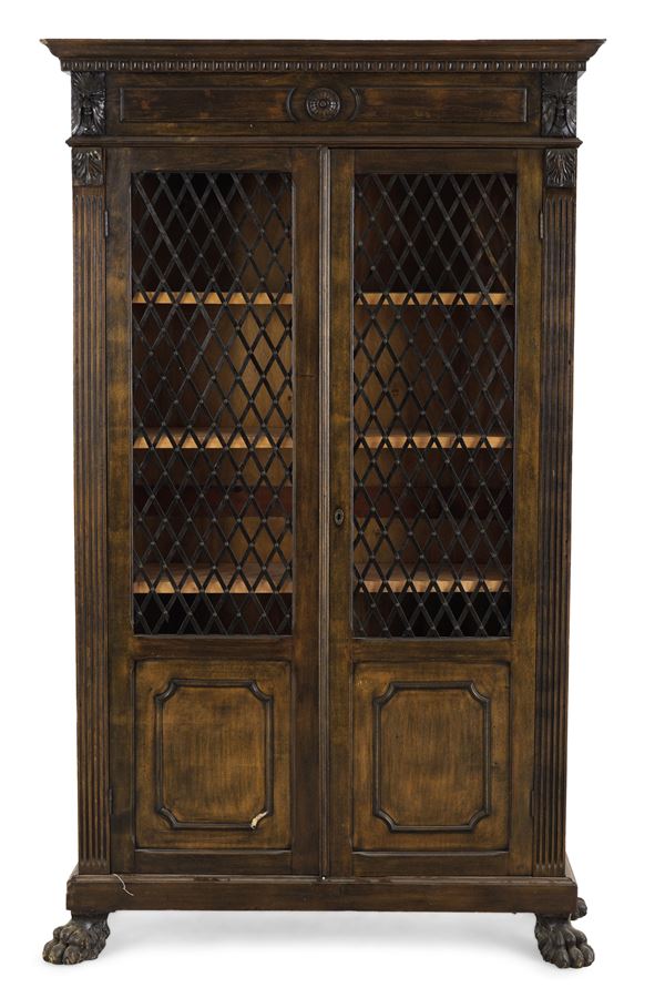 Libreria in legno scolpito. Fine XIX - inizi XX secolo