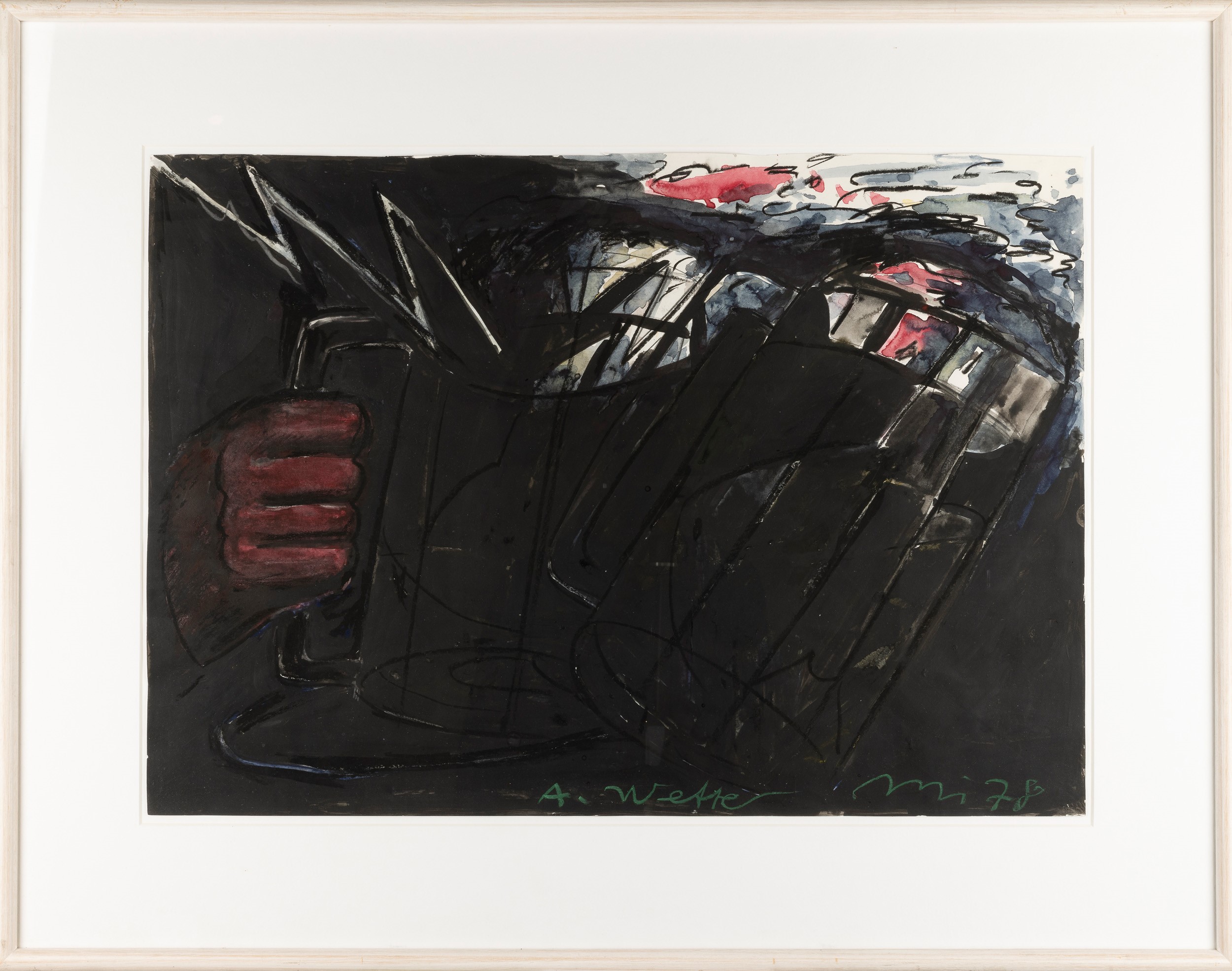 Helmut Middendorf - A. Wetter, tecnica mista su carta, 1968
