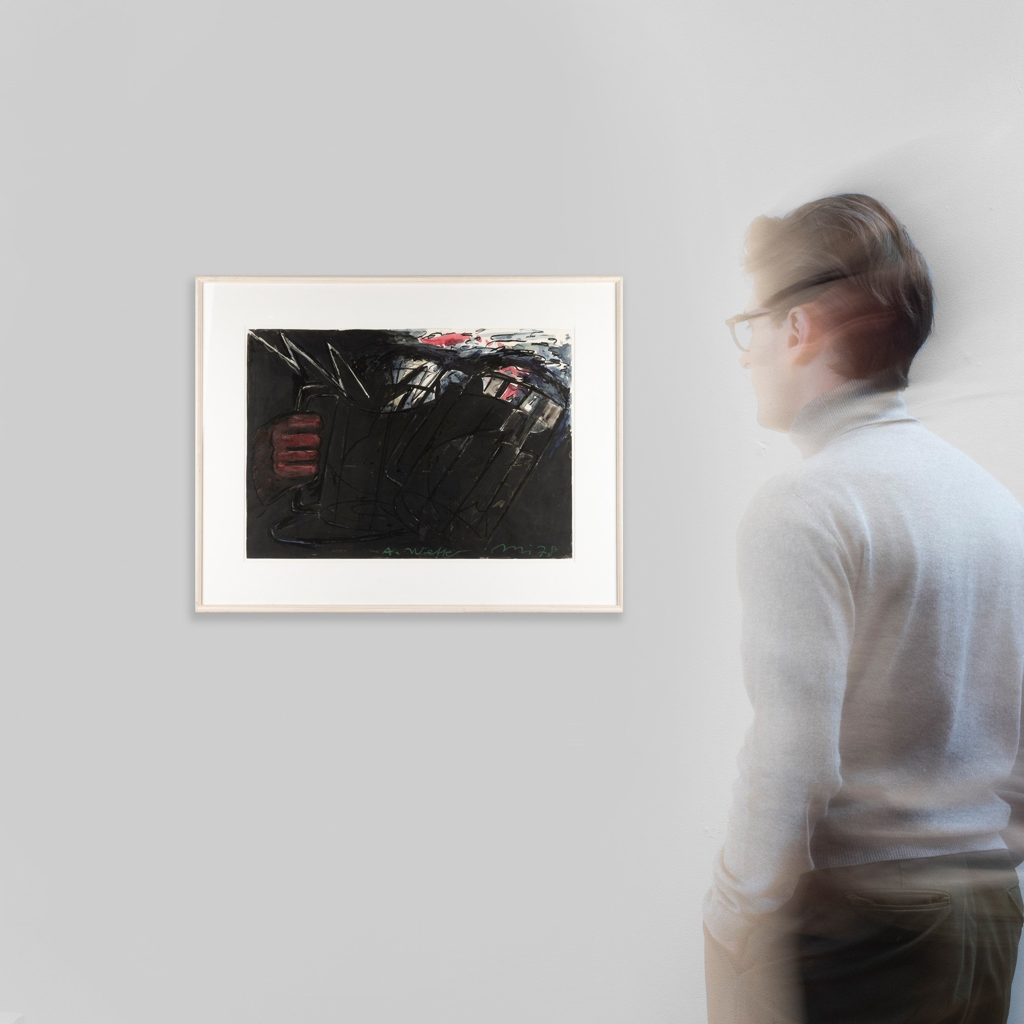 Helmut Middendorf - A. Wetter, tecnica mista su carta, 1968