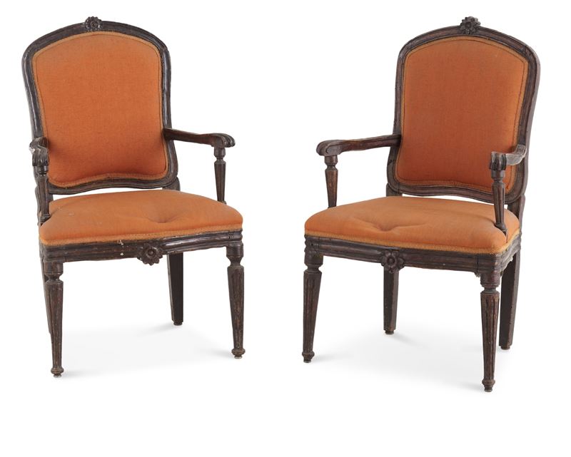 Coppia di poltrone Luigi XVI. XVIII secolo  - Auction Antiquariato - Cambi Casa d'Aste