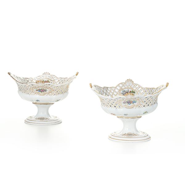 Coppia di alzatine. Meissen, prima metà del XX secolo.