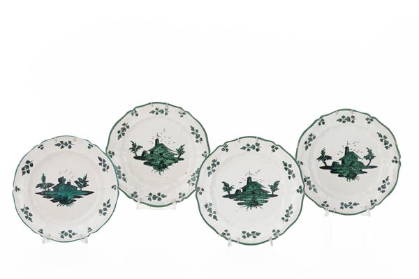 Quattro piatti. Probabilmente Imola, Cooperativa Ceramiche, XX secolo.