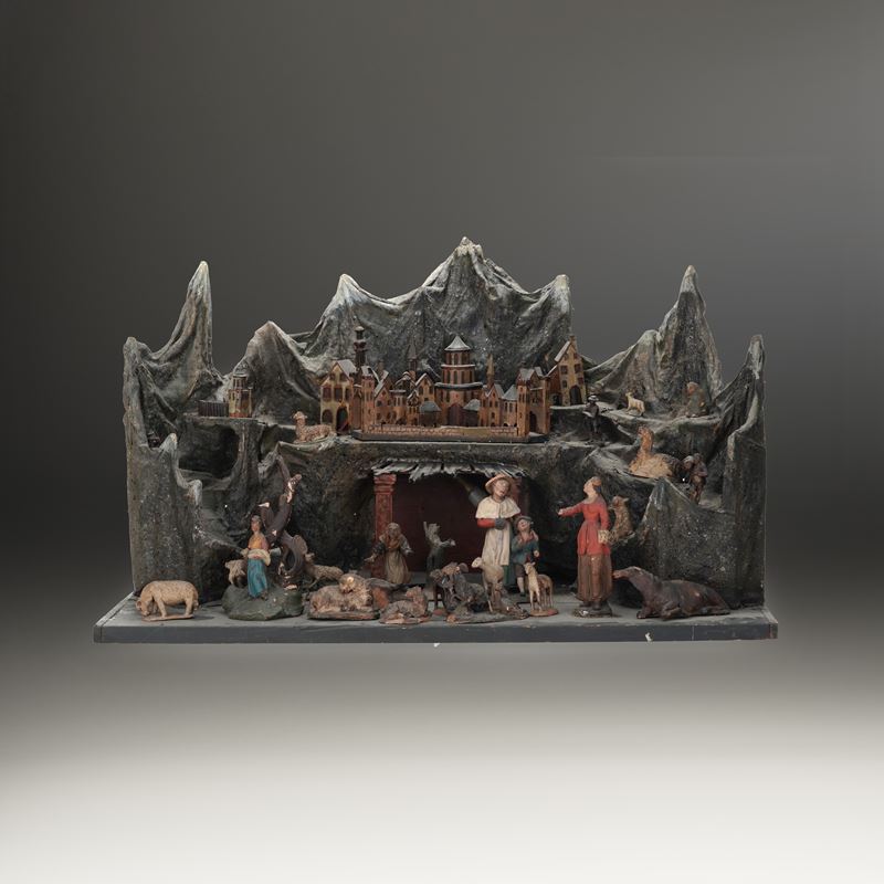 Scoglio con scena del presepe. Italia (Bologna?) XIX secolo  - Asta Scultura e Oggetti d'Arte - Cambi Casa d'Aste