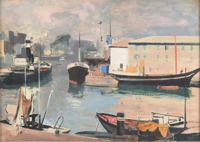 Porto di Savona, acquerello su carta