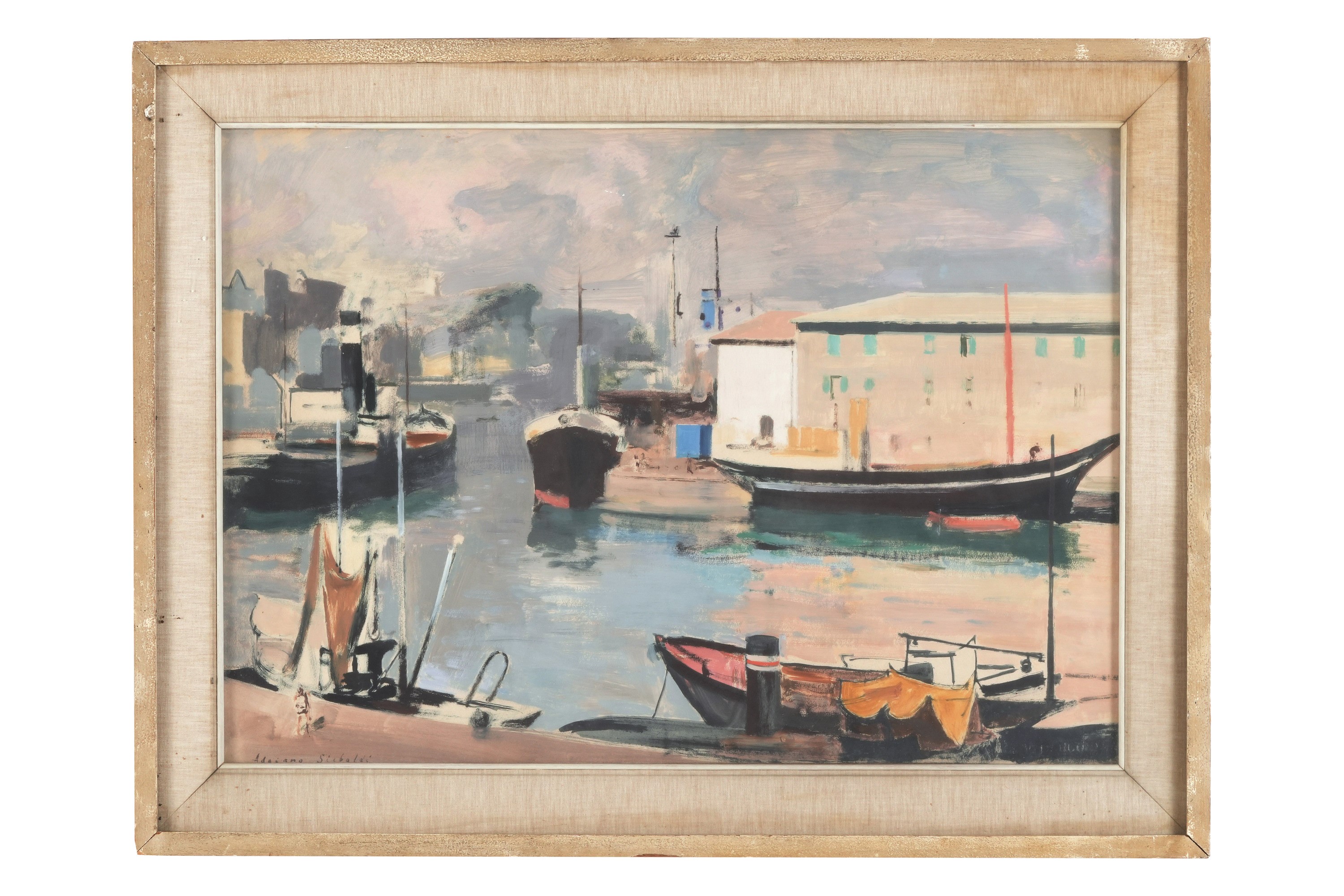 Adriano Scibaldi - Porto di Savona, acquerello su carta