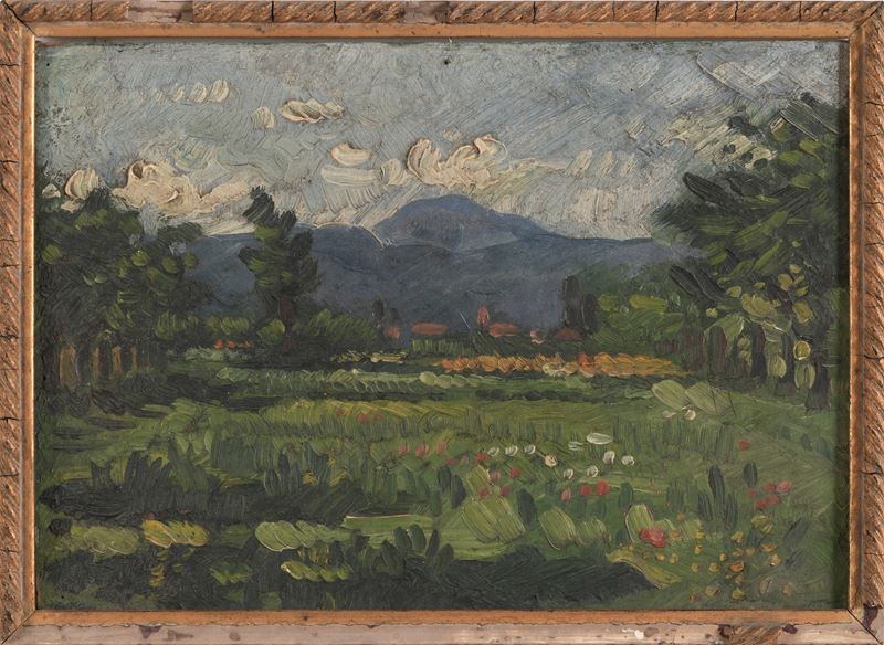 Anonimo del XIX-XX secolo Paesaggio  - olio su tavola - Auction Paintings from the 19th-20th centuries - Cambi Casa d'Aste