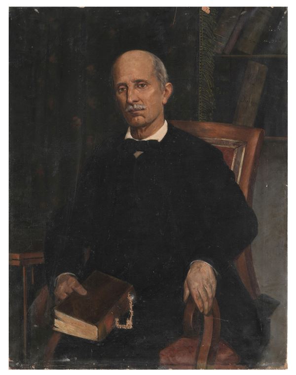 Anonimo del XIX-XX secolo Ritratto di uomo con libro