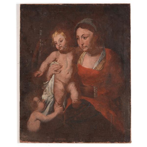 Scuola del XVII/XVIII secolo Madonna con Bambino e San Giovannino