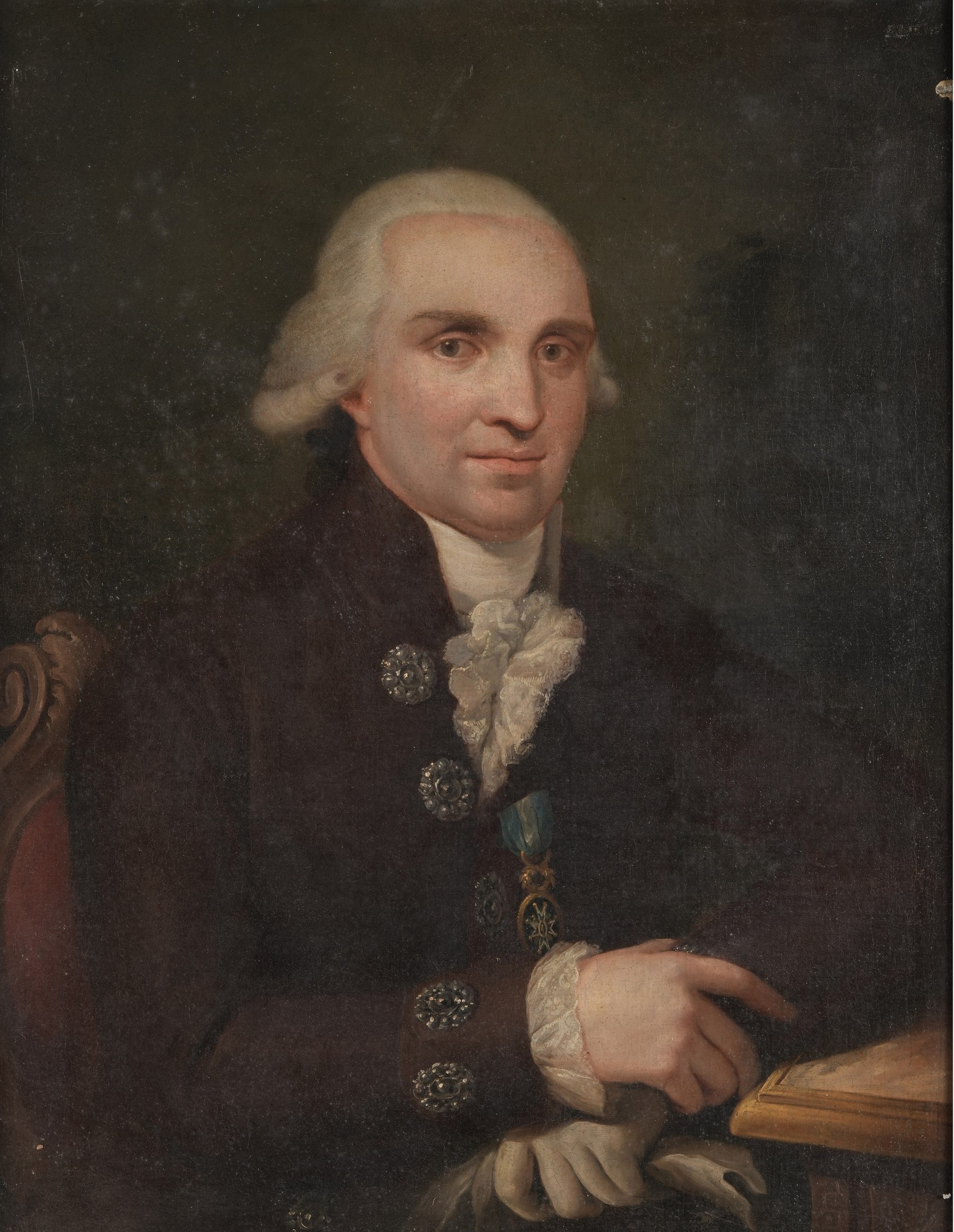 Scuola del XVIII secolo, Ritratto di gentiluomo nello studio, olio su tela