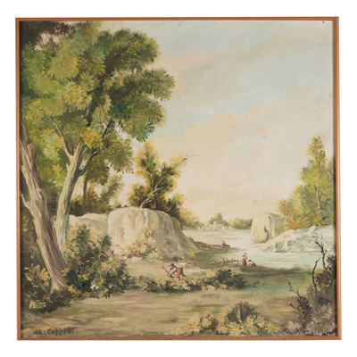 M. Coppelli, Paesaggio, olio su tavola