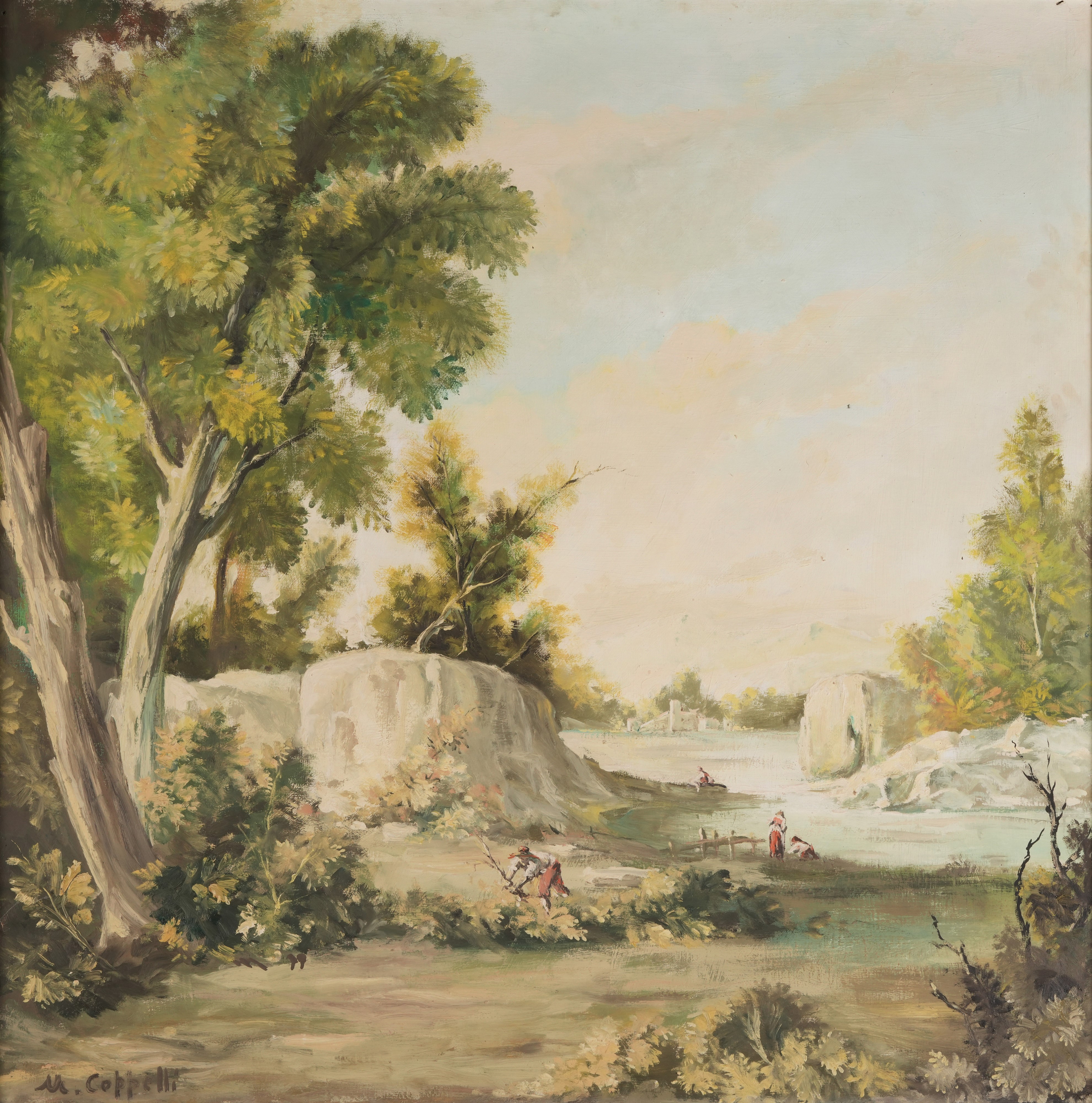 M. Coppelli, Paesaggio, olio su tavola