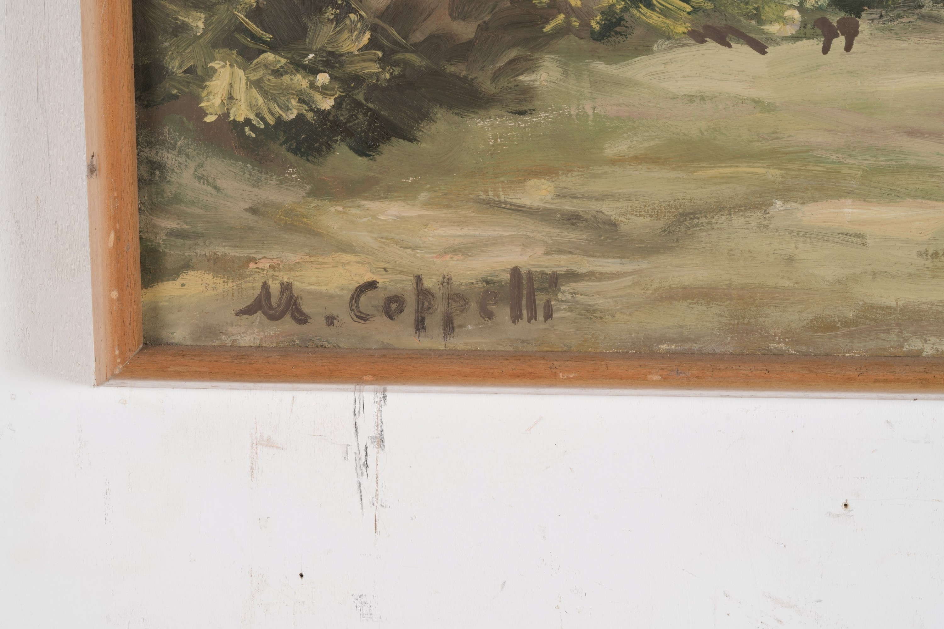 M. Coppelli, Paesaggio, olio su tavola