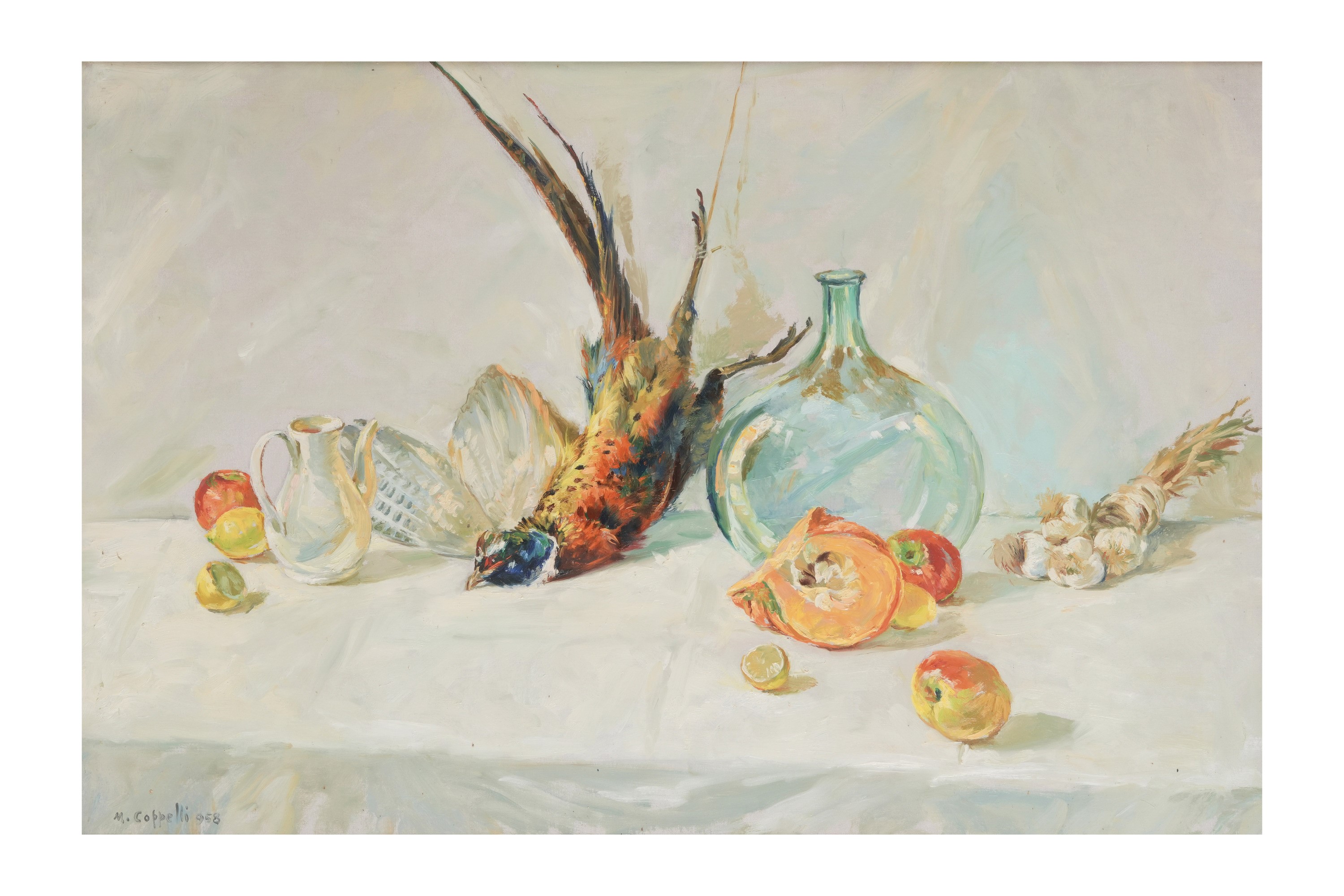 M. Coppelli, Natura morta, olio su tela, 1958