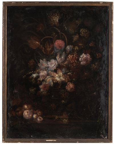 Scuola del XIX Secolo Natura Morta con Vaso di Fiori