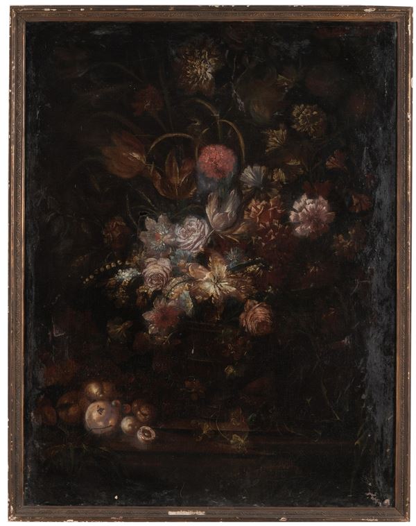 Scuola del XIX secolo Natura morta con vaso di fiori