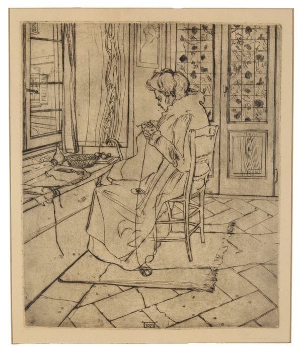 Boccioni Umberto (1882-1916) Mamma che lavora davanti alla finestra, 1907