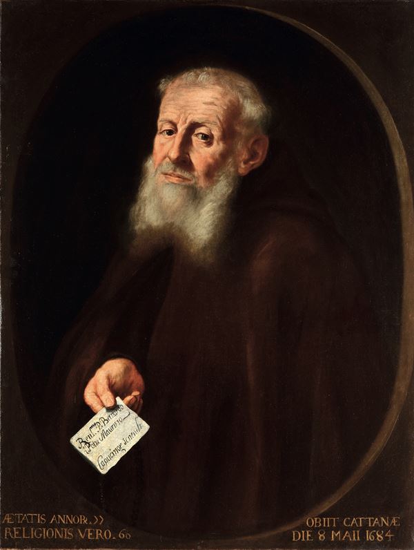 Scuola del XVIII secolo Ritratto di frate con lettera