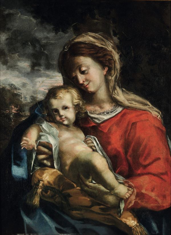 Scuola genovese del XVII secolo Madonna con Bambino