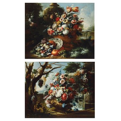 Trionfi di Fiori e Frutti in Paesaggio