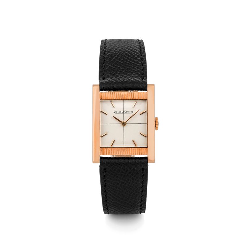 Jaeger-LeCoultre : Tank Carrè in oro rosa 18k, quadrante argentè a settori, carica manuale, circa 1940  - Asta Orologi da Polso - Cambi Casa d'Aste