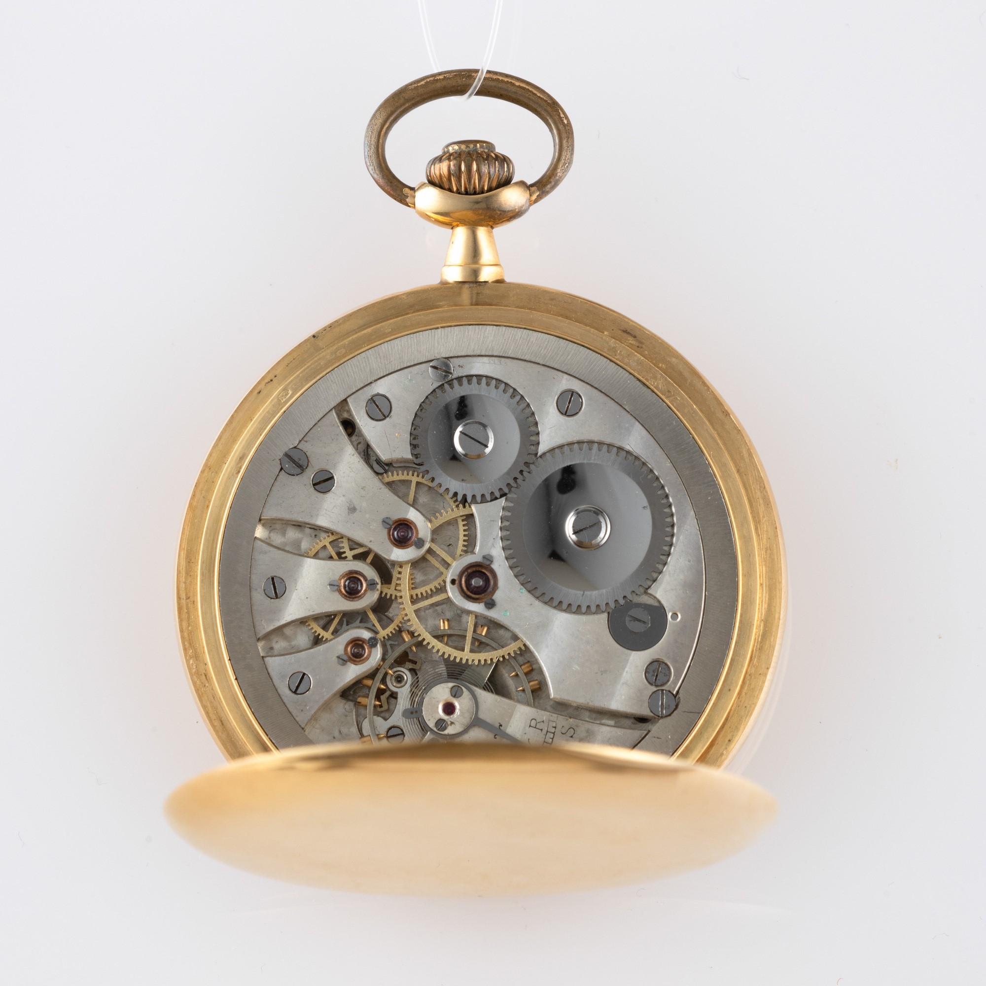 Tavannes Watch - Demi-savonette in oro giallo 18 k con quadrante champagne guilloché e piccoli se...