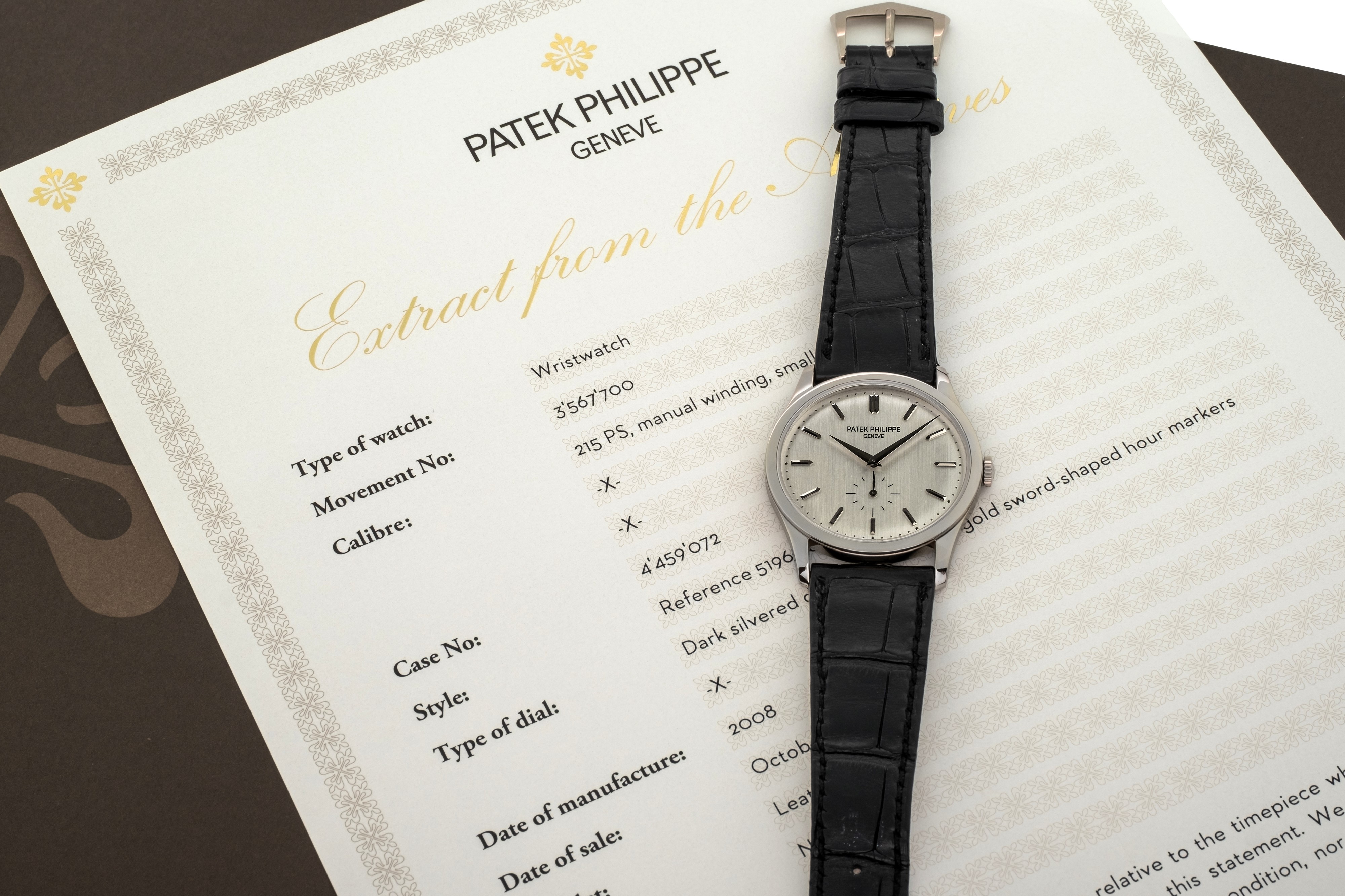 Patek Philippe - Calatrava Ref 5196g in Oro Bianco 18k, Carica Automatica, Circa 2010