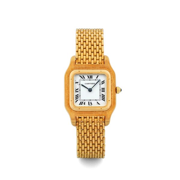 Cartier - Santos Dumont ref 81073 in 18k yellow gold with gold bracelet, quartz movement, circa 1990