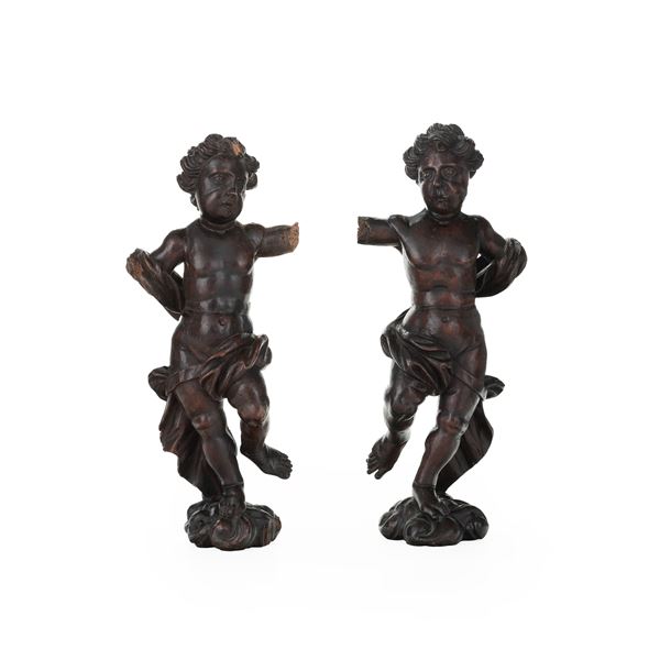 Coppia di putti. Arte barocca del XVII-XVIII secolo