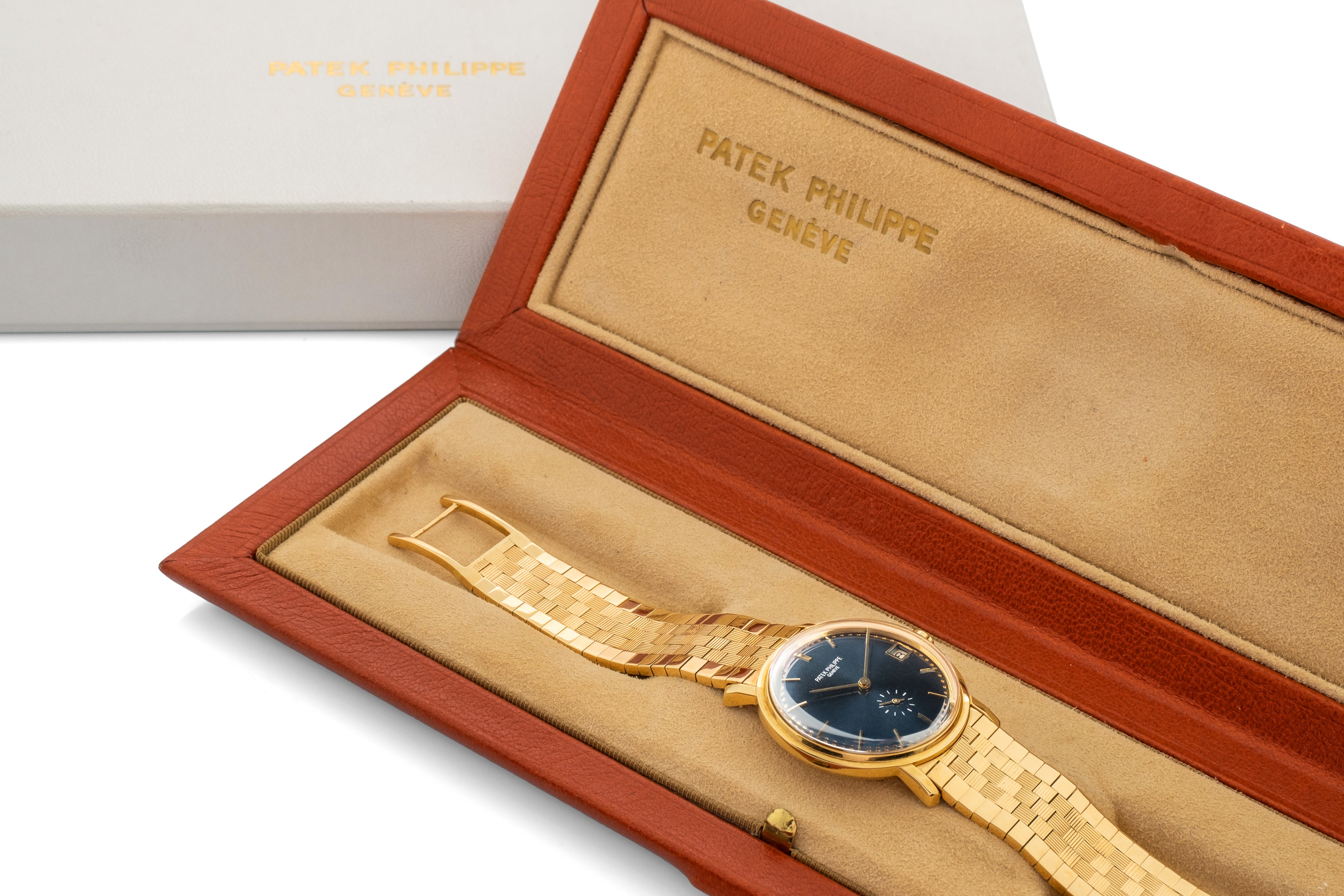 Patek Philippe - Raro Calatrava Ref 3445 in Oro Giallo con Bracciale Originale e Fondello Inciso ...