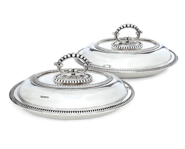 Coppia di legumiere. Marchi della città di Sheffield per l’anno 1898, argentiere Horton & Allday